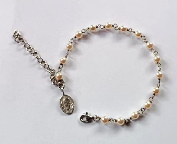 Bracciale con perline e medaglia PADRE PIO in Argento 925 rodiato - Image 3