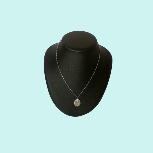 Collana rosario con medaglia PADRE PIO in Argento 925 rodiato con zirconi. - immagine 2