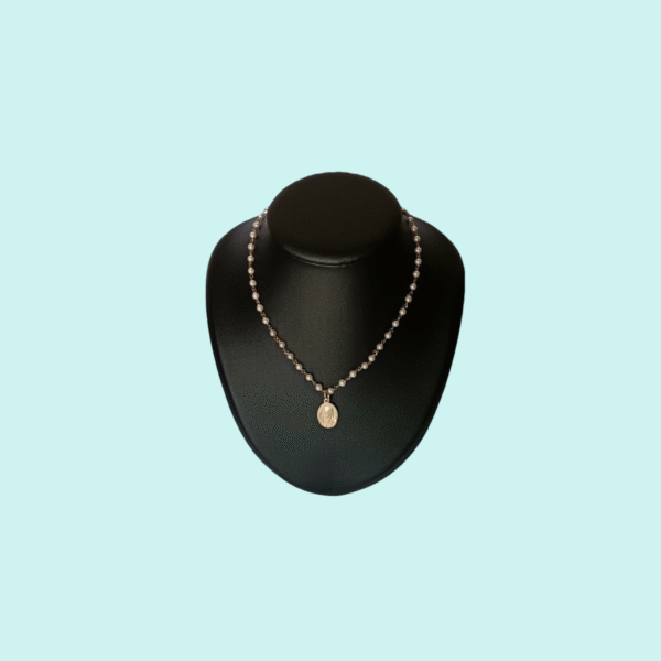 Collana con perline e medaglia PADRE PIO in Argento 925 dorato - Image 3