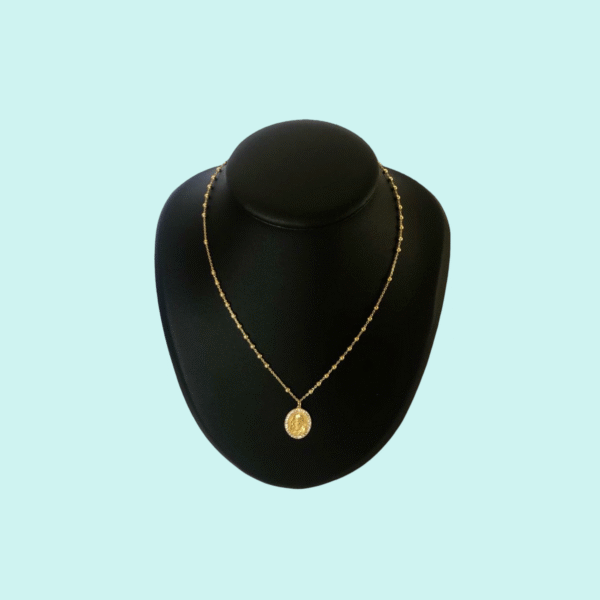 Collana rosario con medaglia PADRE PIO in Argento 925 dorato con zirconi. - Image 2