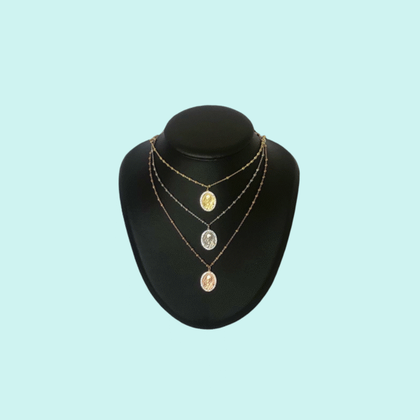 Collana rosario con medaglia PADRE PIO in Argento 925 dorato con zirconi. - Image 3