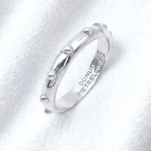 Anello Rosario con decine e TAU in Argento 925 rodiato