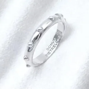Anello Rosario con decine e TAU in Argento 925 rodiato