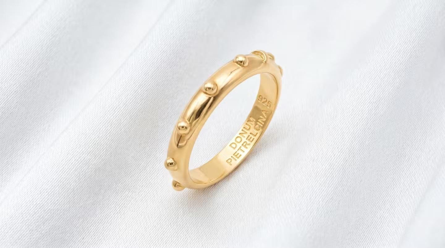 Anello Rosario con decine e TAU in Argento 925 dorato
