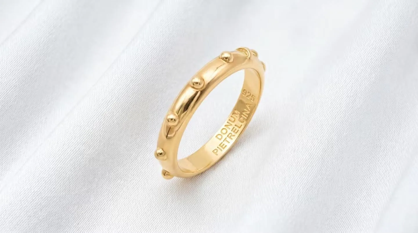 Anello Rosario con decine e TAU in Argento 925 dorato