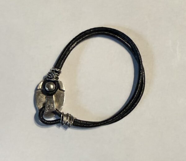 Bracciale in cuoio e medaglia PADRE PIO in Argento 925 rodiato - Image 3