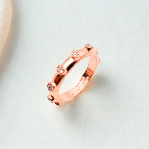 Anello Rosario con decine in zirconi bianchi in Argento 925 rosè