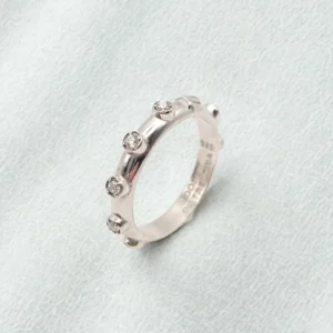Anello Rosario con decine in zirconi bianchi in Argento 925 rodiato