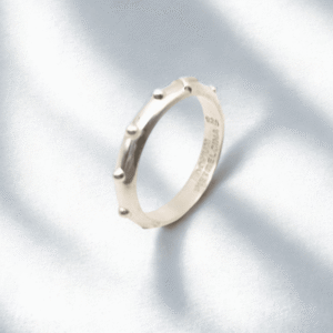 Anello Rosario con decine e TAU in Argento 925 rodiato