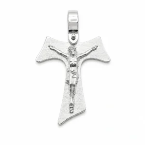 TAU con inciso corpo di CRISTO argento 925 rodiato.