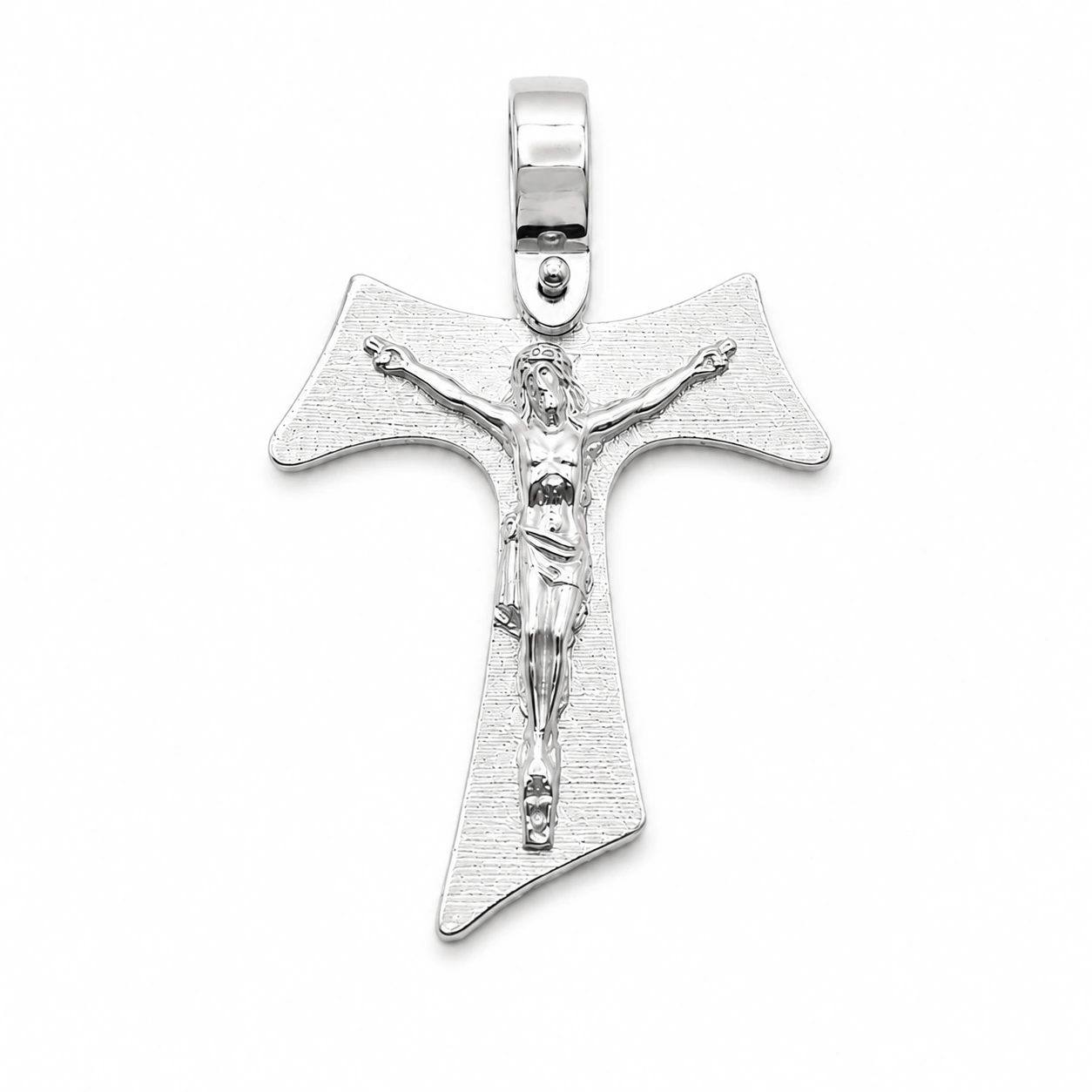 TAU con inciso corpo di CRISTO argento 925 rodiato.