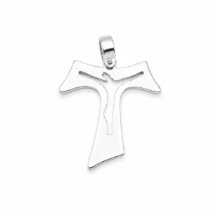 TAU con inciso corpo di CRISTO argento 925 rodiato.