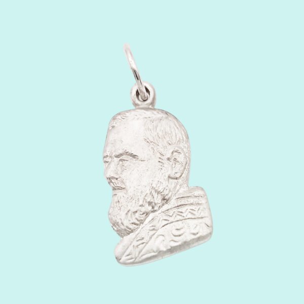 Medaglia sagomata PADRE PIO in Argento 925 rodiato.