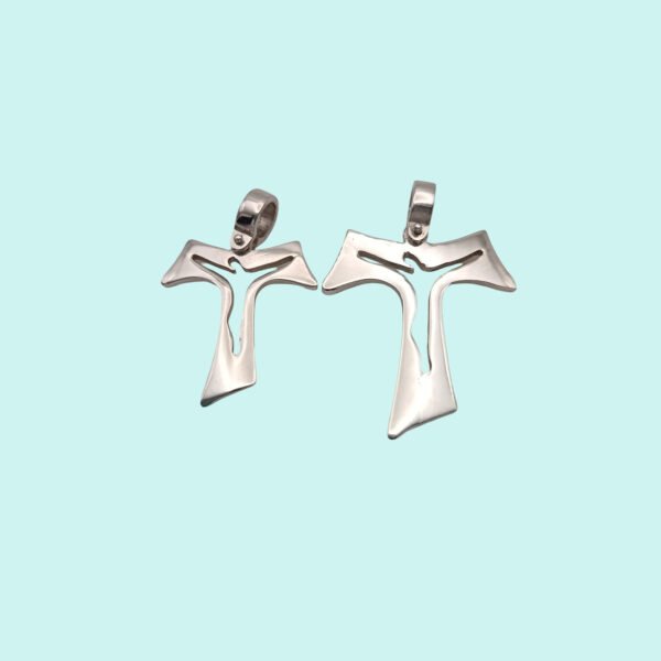 TAU con inciso corpo di CRISTO argento 925 rodiato. - Image 2