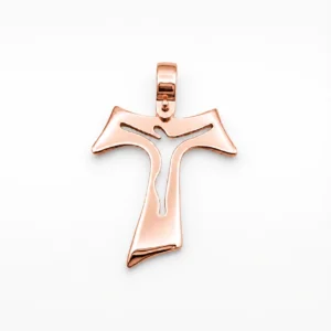 TAU con inciso corpo di CRISTO argento 925 placcato in oro rosa.