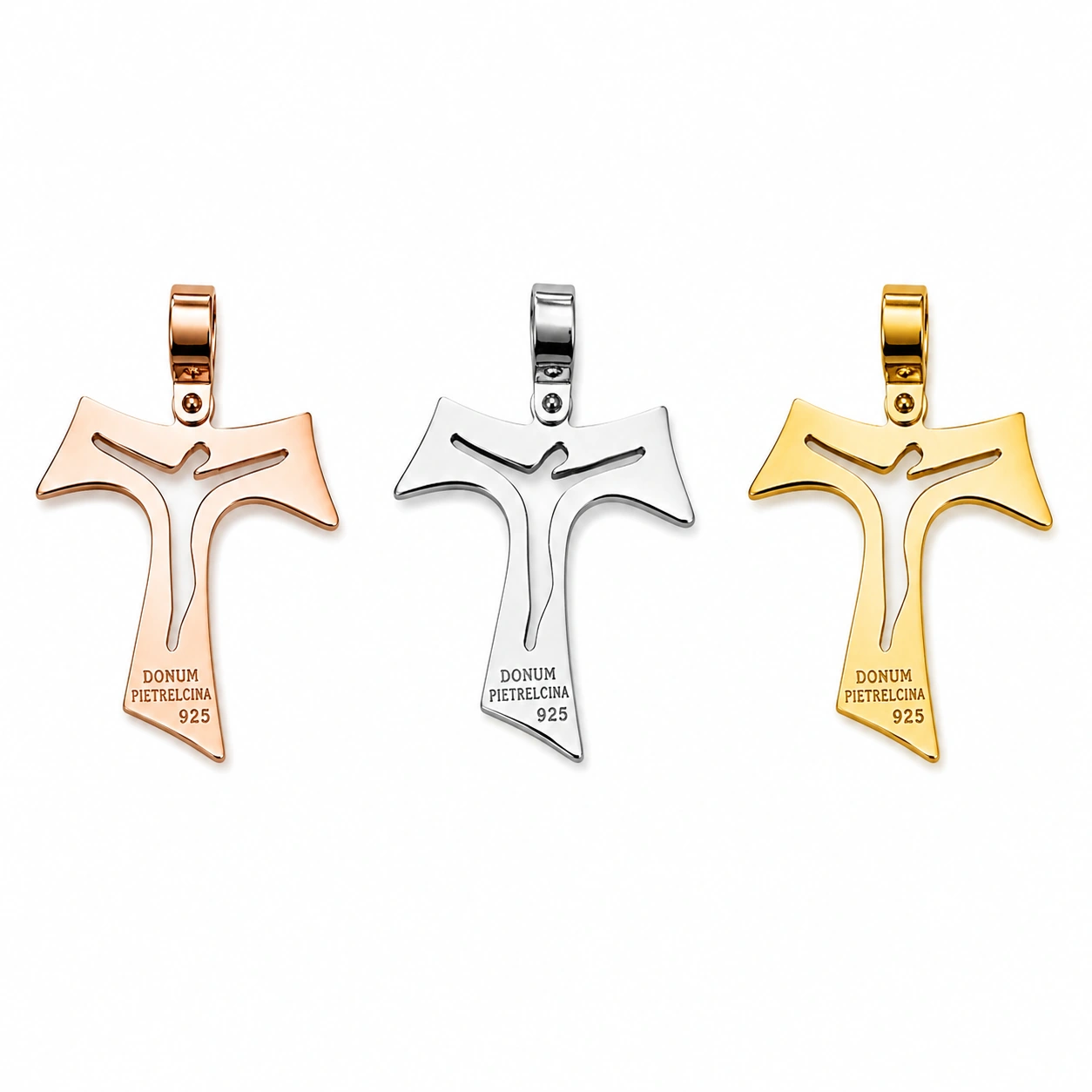 TAU con inciso corpo di CRISTO argento 925 rodiato. - immagine 4
