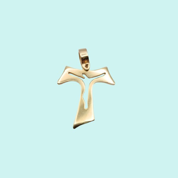 TAU con inciso corpo di CRISTO argento 925 placcato in oro giallo.