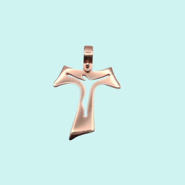 TAU con inciso corpo di CRISTO argento 925 placcato in oro rosa.