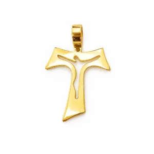 TAU con inciso corpo di CRISTO argento 925 placcato in oro giallo.