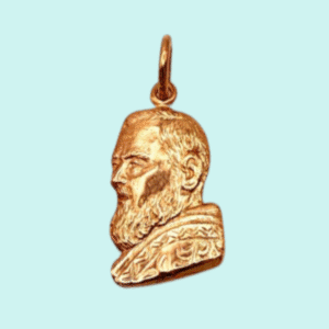 Medaglia sagomata PADRE PIO in Argento 925 placcata in oro rosa.