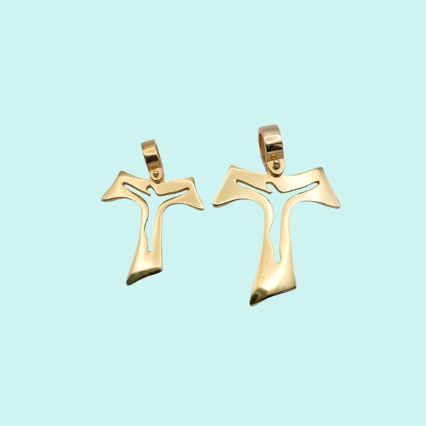 TAU con inciso corpo di CRISTO argento 925 placcato in oro giallo. - Image 2