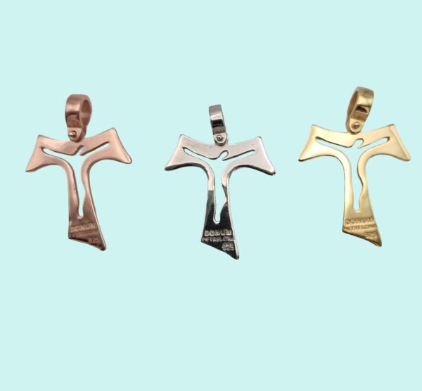 TAU con inciso corpo di CRISTO argento 925 rodiato. - Image 4