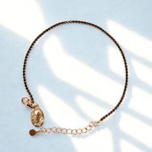 Bracciale Tennis in argento 925 rosè con micro zirconi neri e medaglia Padre Pio.