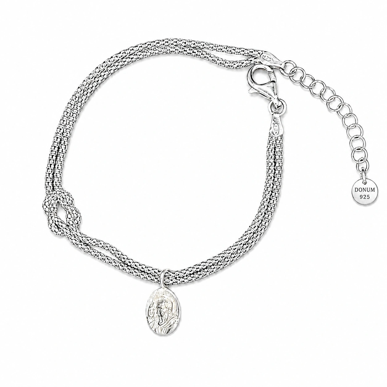 Bracciale Nodo della Fede in Argento 925 e Medaglia Padre Pio.