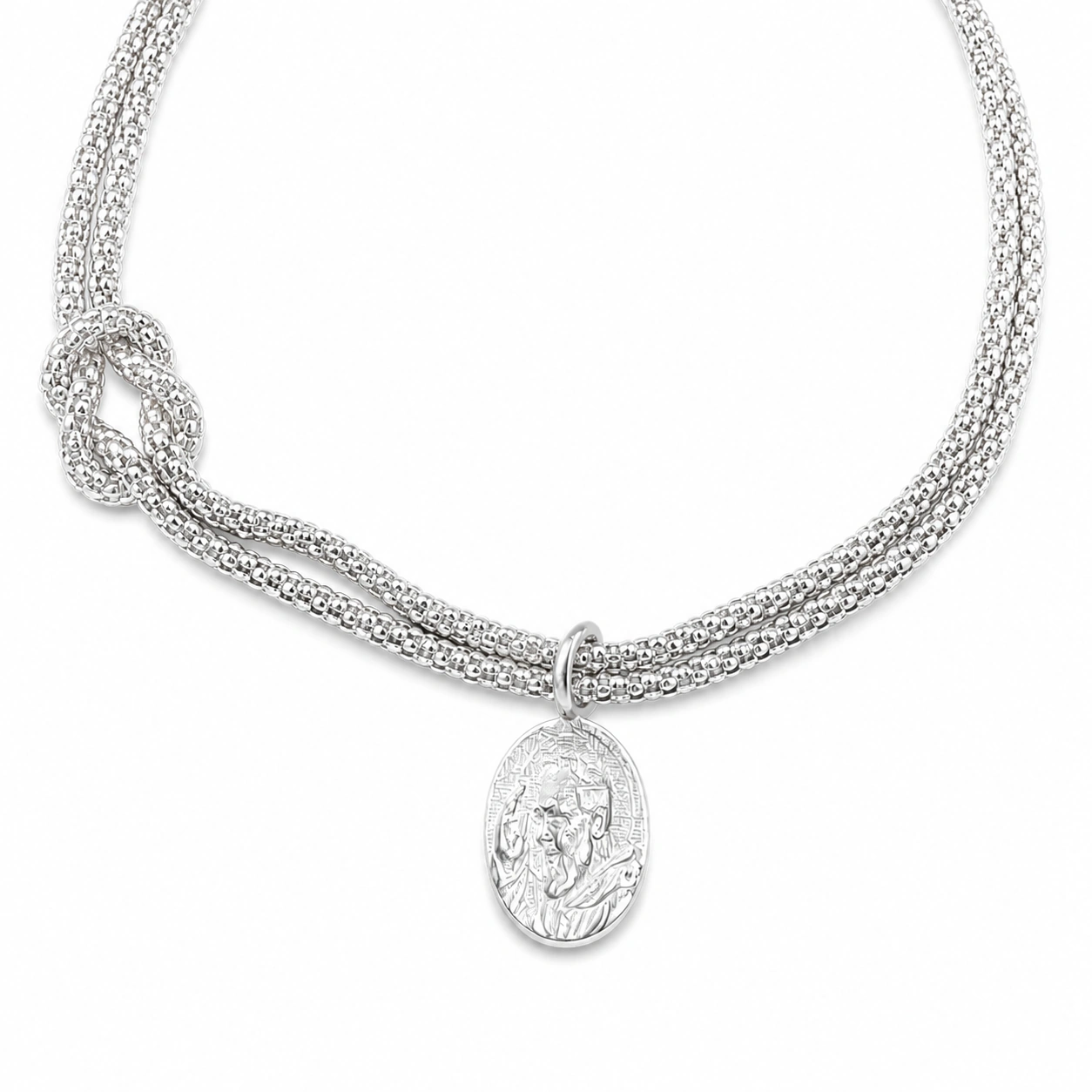 Bracciale Nodo della Fede in Argento 925 e Medaglia Padre Pio. - immagine 2