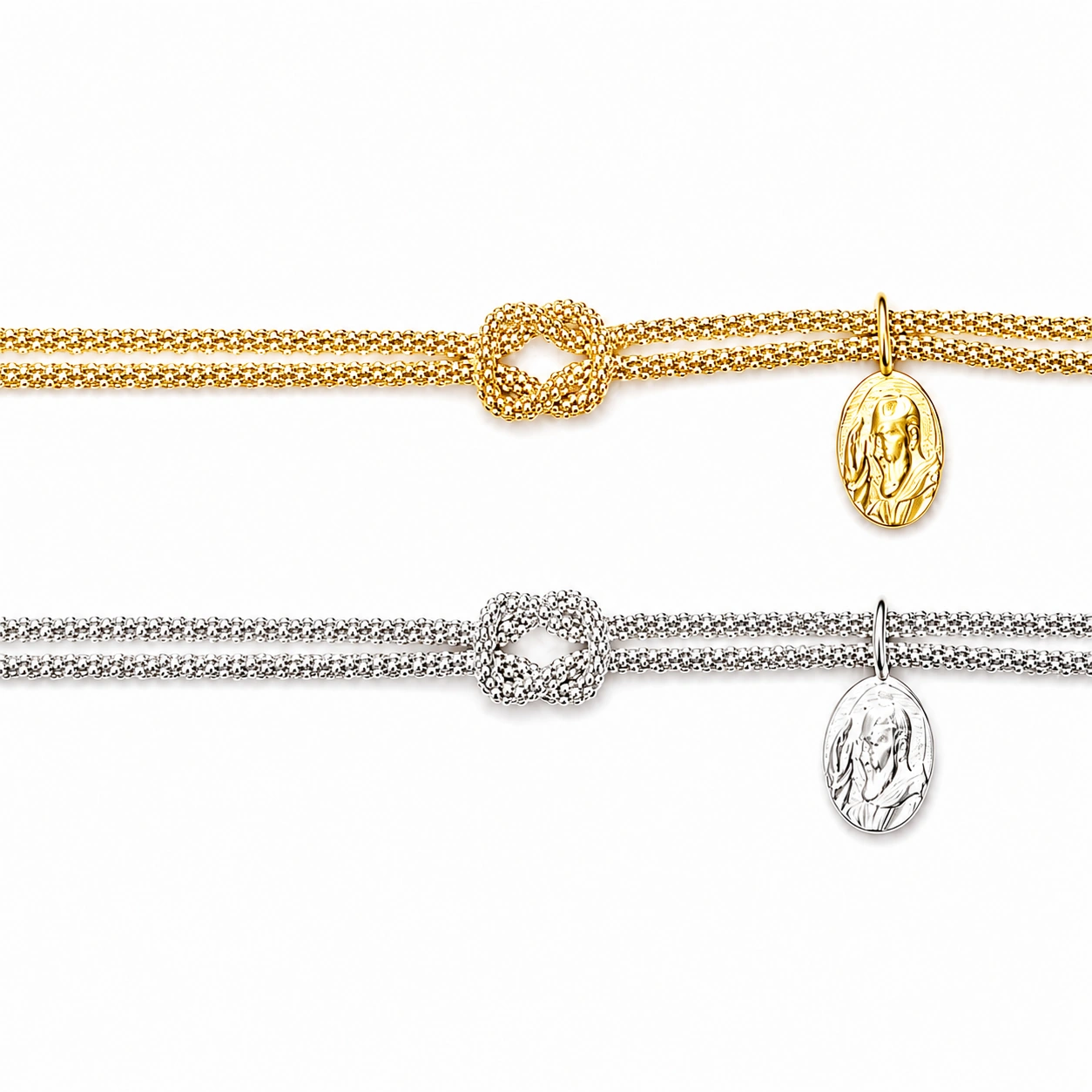 Bracciale Nodo della Fede in Argento 925 e Medaglia Padre Pio. - immagine 3