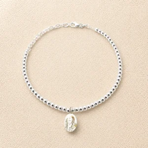 Bracciale bead Argento 925 rodiato e Medaglia Padre Pio.