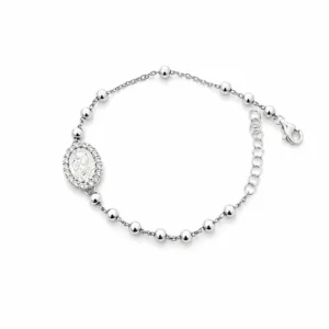 Bracciale rosario con medaglia padre Pio in argento 925 rodiato.