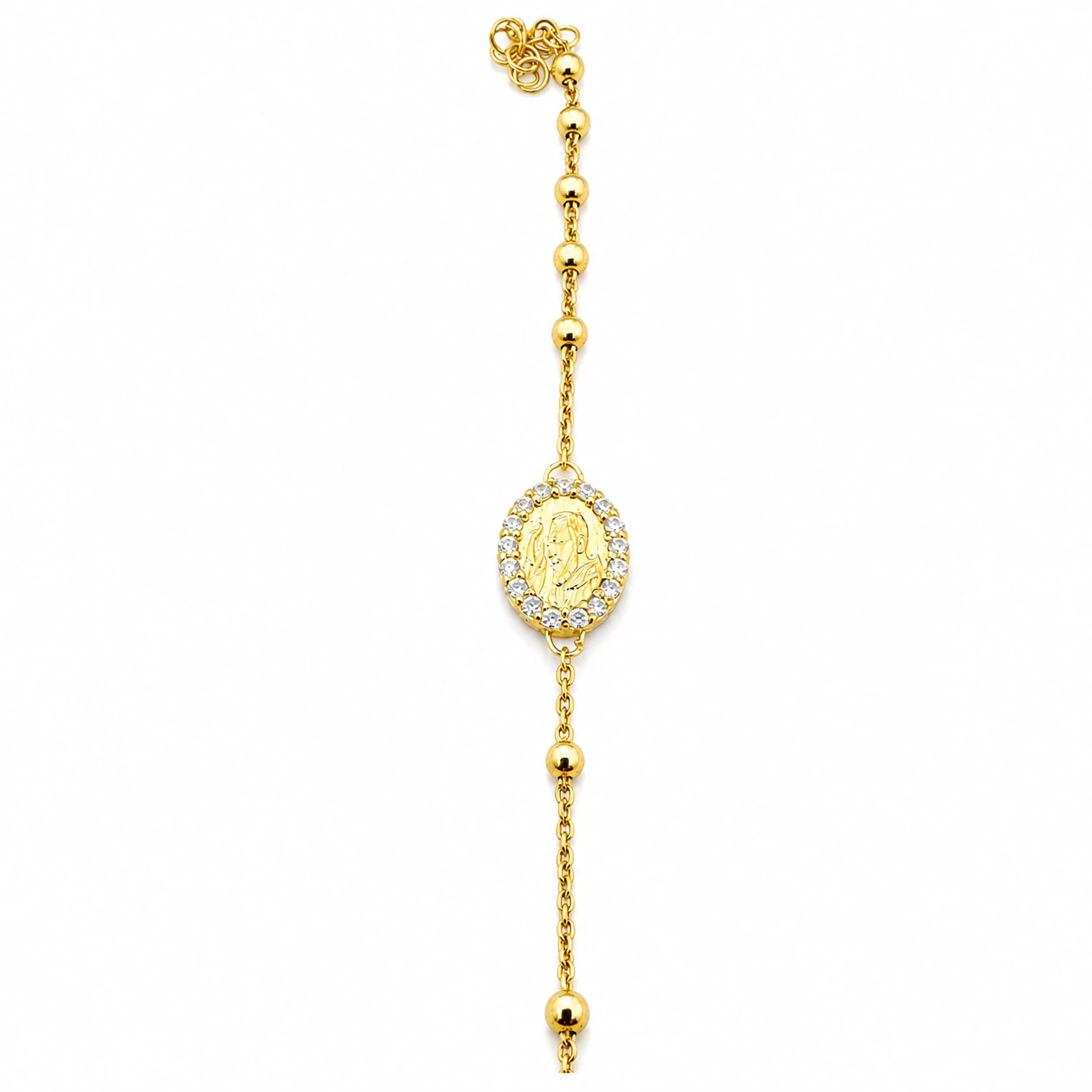 Bracciale rosario con medaglia padre Pio in argento 925 dorato. - Image 2