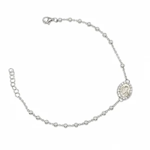 Bracciale rosario con medaglia padre Pio in argento 925 rodiato.